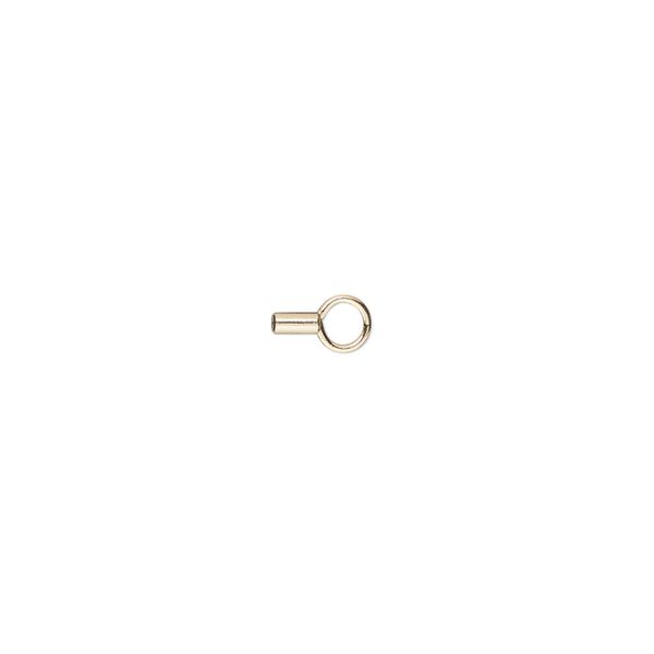 Crimp, 14Kt gold-filled, 3x1.5mm round tube with loop, 1mm inside diameter. Sold individually. image number 0