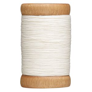 Thread, Hemptique®, linen, white, 0.6mm 3-ply, 6.5-pound test. Sold per 516-foot spool.