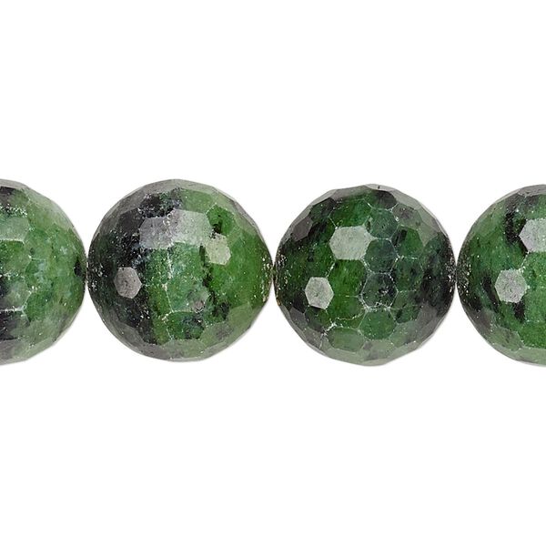 Ruby in zoisite 1pkg1, faceted round bead natural 15 inch 14mm image number 0