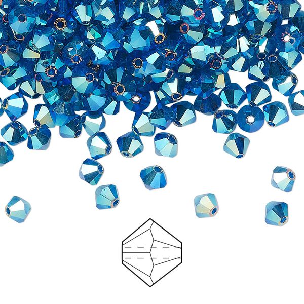 Bead 720pk Capri blue AB 2X, Preciosa Czech crystal 4mm bicone image number 0
