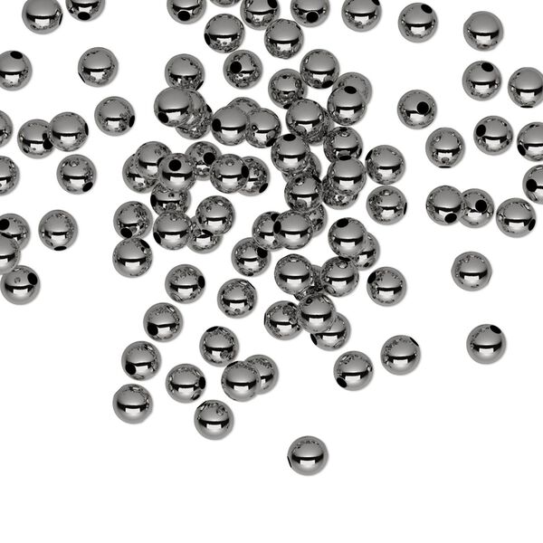 Bead, gunmetal-plated brass, 3mm round. Sold per pkg of 100. image number 0