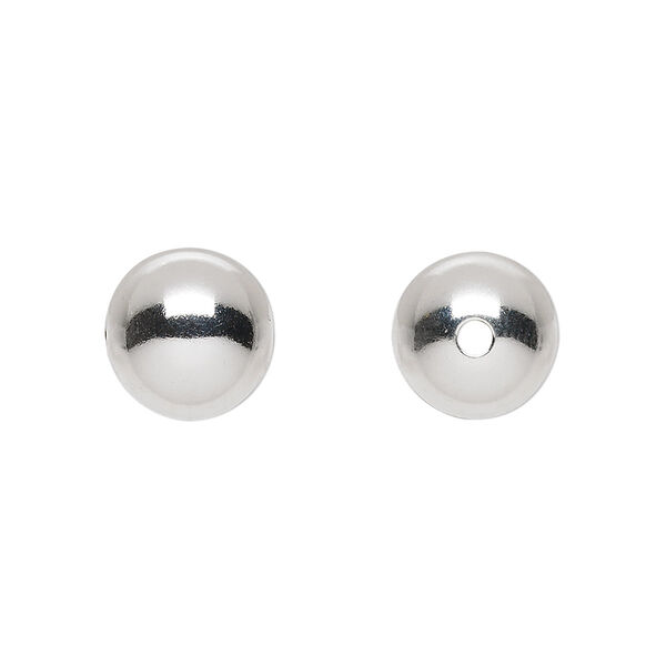 Bead, sterling silver, 11mm seamless round. Sold per pkg of 10. image number 0