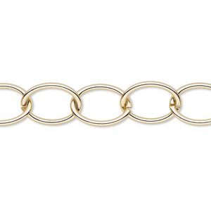 Chain 1pkg1 cable, 10mm oval, gold-finished steel 5 foot unfinished
