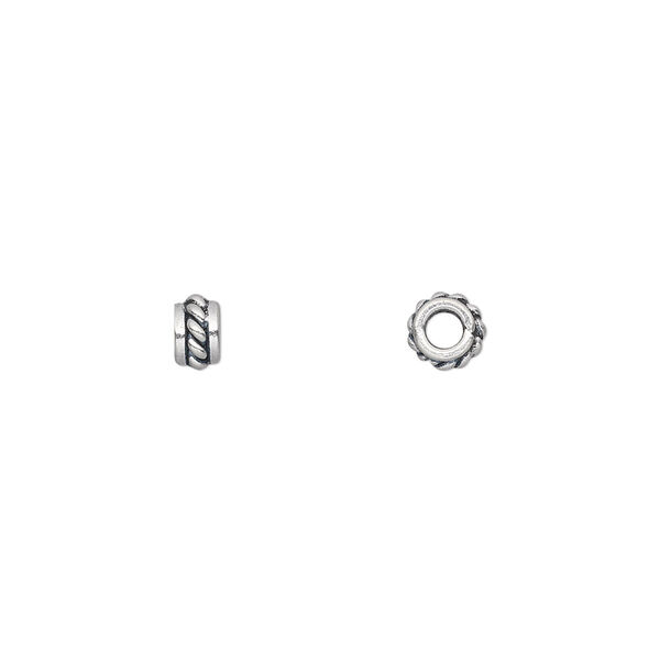 Bead, antiqued sterling silver, 5x3mm rondelle. Sold per pkg of 10. image number 0