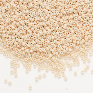 Seed bead, Miyuki, glass, 1pkg35g, #15 rocaille, opaque matte glazed luster antique beige (RR-2022)
