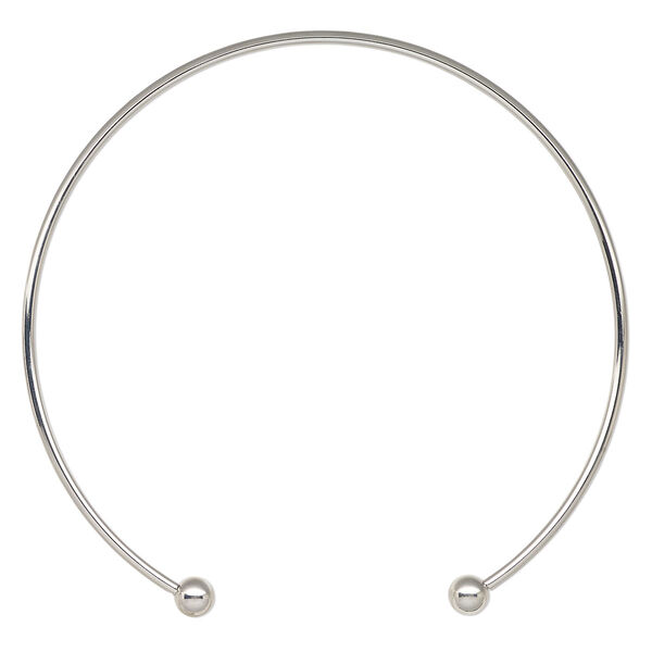 Neckwire, silver-finished steel, 2.8mm round with with (2) 8mm ball ends, 12 inches. Sold individually. image number 0