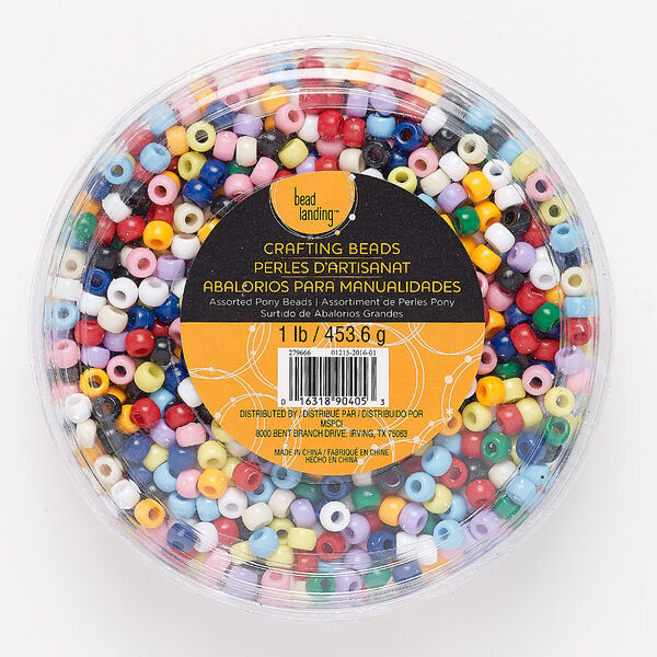 Bead 1pkg1 plastic, Bead Landing™ 8x5mm-9x6mm pony with 3mm hole, 1 pound opaque multicolored image number 0
