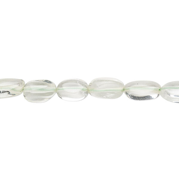 Green quartz 1pkg1, hand-cut flat oval bead 14 inch 7x4mm-10x6mm image number 0