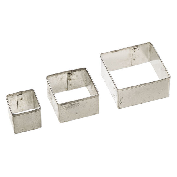 Clay cutter, galvanized steel, 20mm / 30mm / 40mm square. Sold per 3-piece set. image number 0