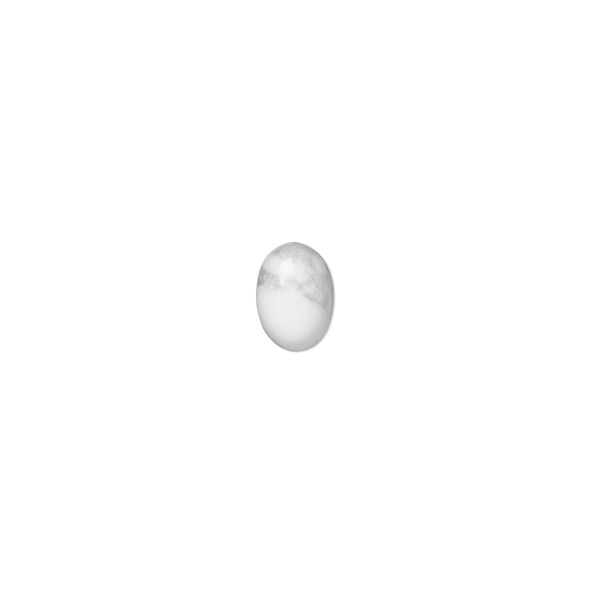 Cabochon, white howlite (natural), 7x5mm calibrated oval, B grade, Mohs hardness 3 to 3-1/2. Sold per pkg of 10. image number 0