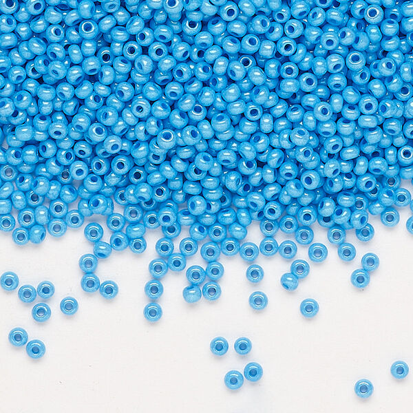 Seed bead, Preciosa Ornela Czech glass, pkg/500g, #11 rocaille, opaque terra dyed dark turquoise luster chalkwhite, (16365). image number 0