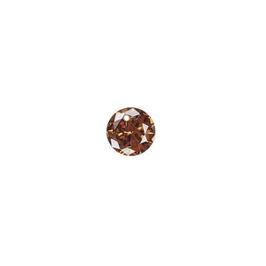 Drop, cubic zirconia, brown, 8mm hand-faceted round, Mohs hardness 8-1/2. Sold per pkg of 2.