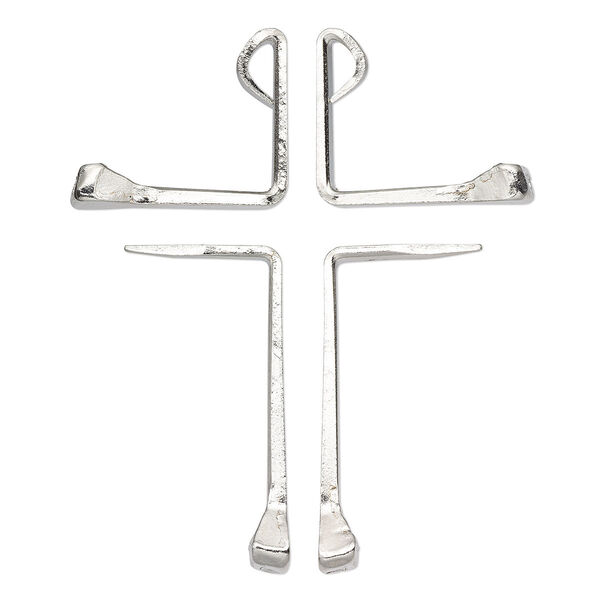 Component, imitation rhodium-plated carbon steel, 55x47mm assembled horseshoe nail cross. Sold per 4-piece set. image number 0