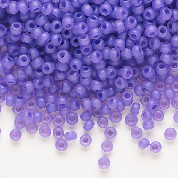 Seed bead, Dyna-Mites™, glass, transparent purple matte, #8 round. Sold per 40-gram pkg. image number 0