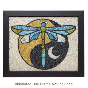 Sabrina Frey Bead Mosaic™ Starter Kit, glass / medium-density fiberboard / glue, pkg/1, multicolored, 8x10 inches with "Dragonfly" design.