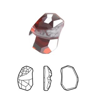 Fancy stone 1pk crystal red magma foil back, Crystal Passions® 19x13mm flat divine rock 4787