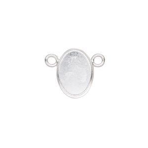 Connector, Almost Instant Jewelry®, fine silver, 15x11mm closed-back oval with 14x10mm oval bezel setting. Sold individually.