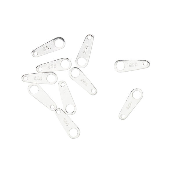 Chain tab, sterling silver, 9x3mm two-sided. Sold per pkg of 10. image number 0