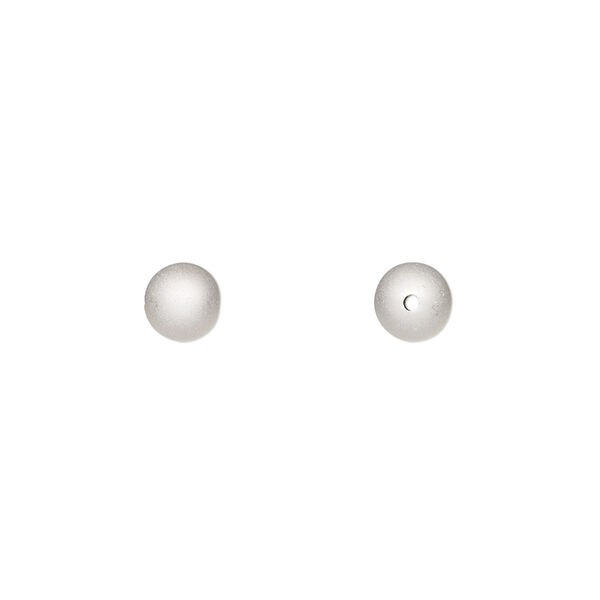 Bead, satin-finished sterling silver, 6mm seamless round. Sold per pkg of 2. image number 0