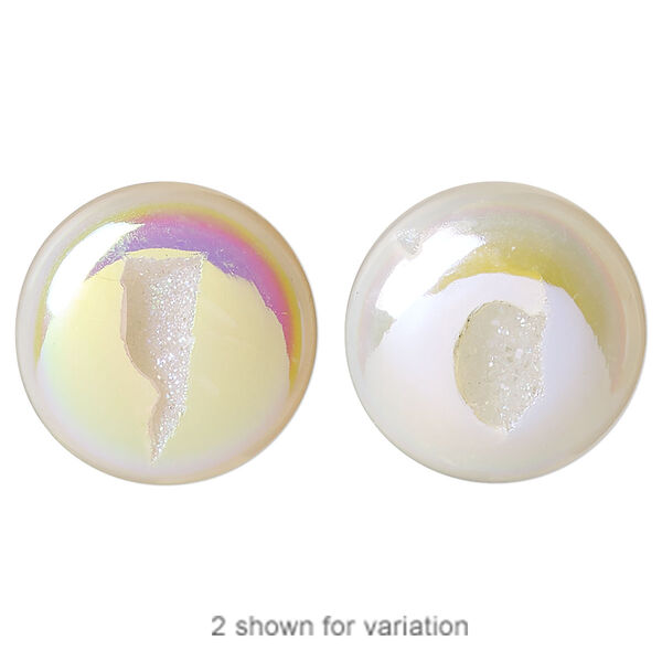 Druzy agate 1pkg1, hand-cut non-calibrated dichroic round cab C grade, 20mm image number 0