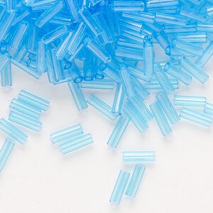 Bead, Preciosa Ornela Czech glass, bugle bead, pkg/50g, 1/4 inch, transparent sky blue, (60010).