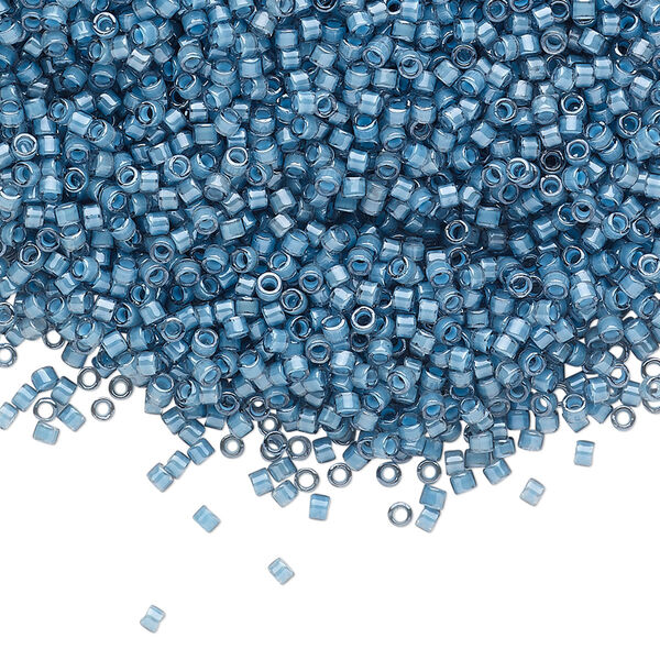 Seed bead, Delica®, glass, pkg/7.5g, #11 round, translucent luminous inside dyed color dusk blue (DB-2054). image number 0