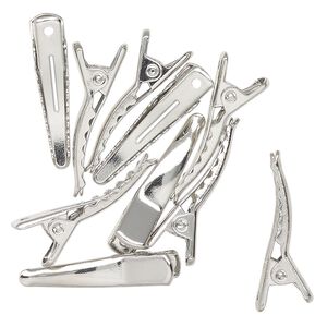 Clasp, alligator clip, steel, 30x7mm. Sold per pkg of 10.