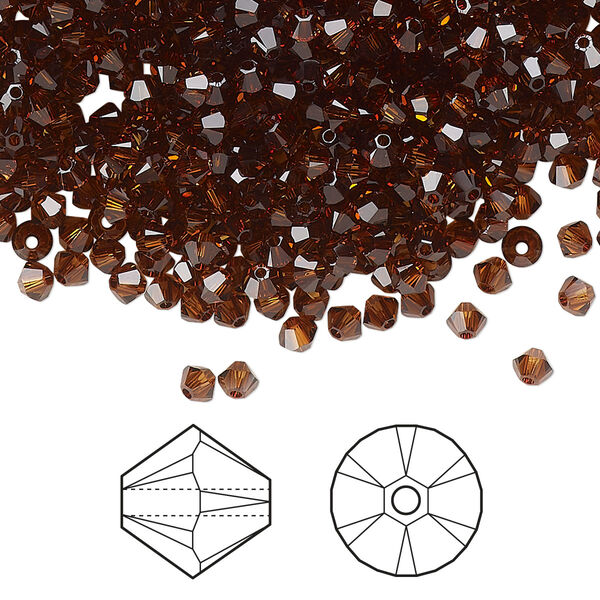 Bead 144pk light amber, Crystal Passions® 3mm bicone 5328 image number 0