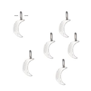 Charm, sterling silver, 9x6mm moon. Sold per pkg of 6.
