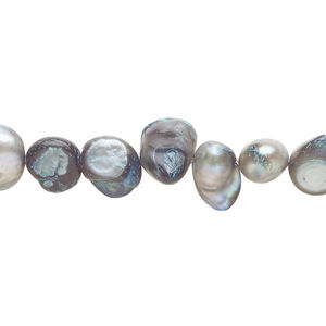 Pearl 1pkg1 freshwater, top-drilled flat-sided potato, 15 inch blue-grey 6x5mm-12x8mm cultured