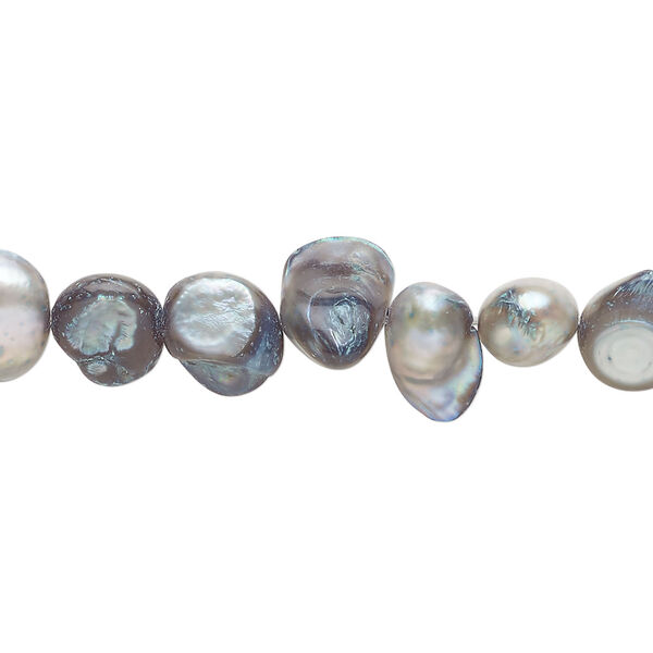 Pearl 1pkg1 freshwater, top-drilled flat-sided potato, 15 inch blue-grey 6x5mm-12x8mm cultured image number 0