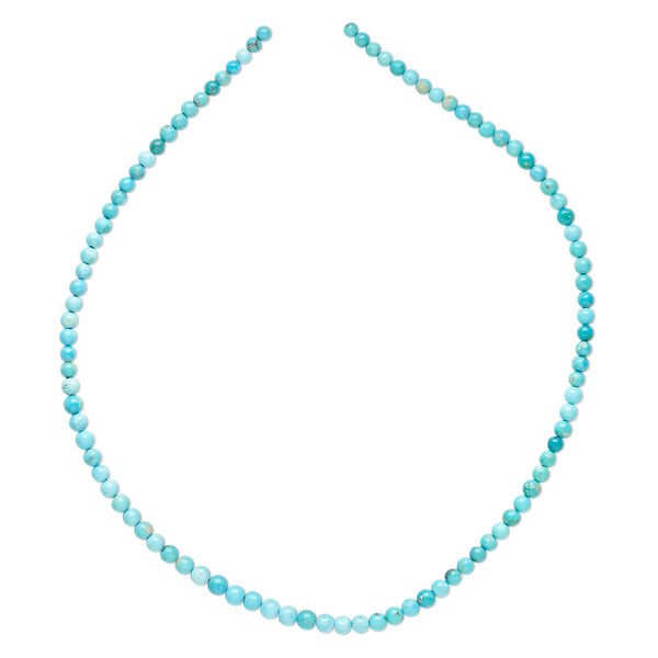 Bead 1pk Kingman turquoise, stabilized, B grade 3.5mm-5.5mm graduated hand-cut round 15.5-16 inch image number 0