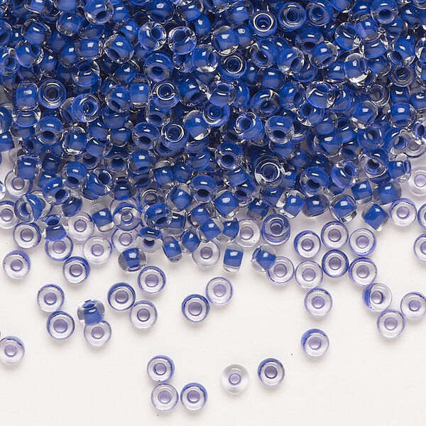 Seed bead, Preciosa Ornela Czech glass, pkg/500g, #8 rocaille, transparent terra intensive violet-lined clear, (08A28). image number 0