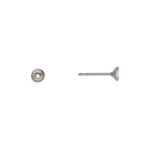 Earstud 1pkg100, 4mm cup / 4-6mm round glue-in setting, stainless steel 50 pair