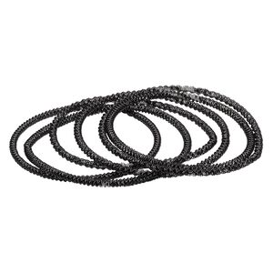 Bracelet, stretch, painted steel, black, 3mm twisted coil, 7 inches. Sold per pkg of 6.