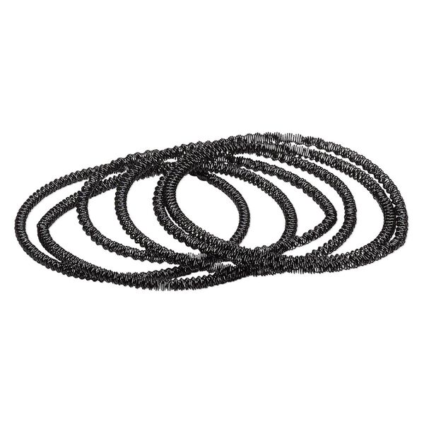 Bracelet, stretch, painted steel, black, 3mm twisted coil, 7 inches. Sold per pkg of 6. image number 0