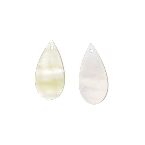 Drop, gold lip shell (natural), 18x9mm hand-cut top-drilled teardrop, Mohs hardness 3-1/2. Sold per pkg of 2. image number 0