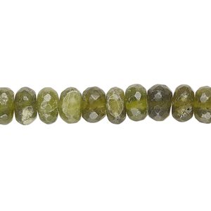 Vesuvianite 1pkg1, hand-cut faceted rondelle / round bead natural 14 inch 7x4mm-9x6mm