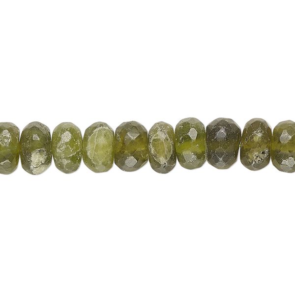 Vesuvianite 1pkg1, hand-cut faceted rondelle / round bead natural 14 inch 7x4mm-9x6mm image number 0