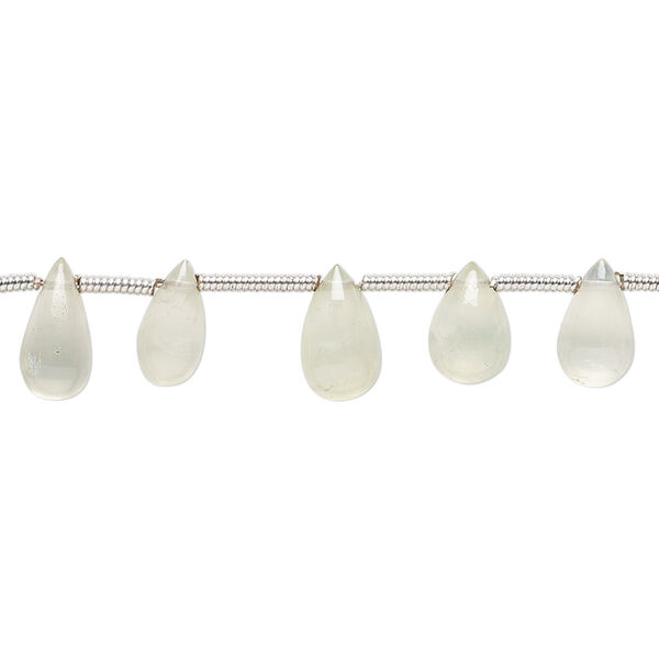 Bead, prehnite (natural), 8x4mm-11x7mm hand-cut top-drilled teardrop with 0.4-1.4mm hole, B- grade, Mohs hardness 6 to 6-1/2. Sold per pkg of 18. image number 0
