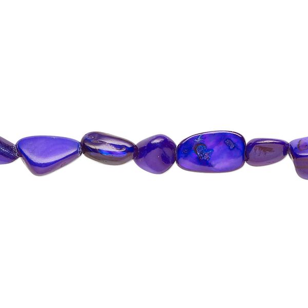 Bead, mother-of-pearl shell (dyed), pkg/30 inches, small to large pebble, royal purple. image number 0