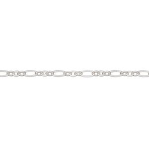 Chain 1pkg1 silver-plated figaro, 2.5mm, brass 50 foot unfinished