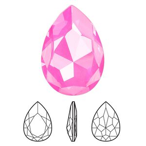 Fancy stone 1pk crystal electric pink ignite LacquerPRO, Crystal Passions® 30x20mm pear 4327