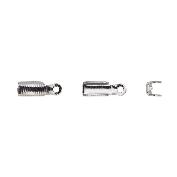 Cord end, fold-over, gunmetal-plated brass, 11x3.5mm corrugated rectangle, 3mm inside diameter. Sold per pkg of 100. image number 0