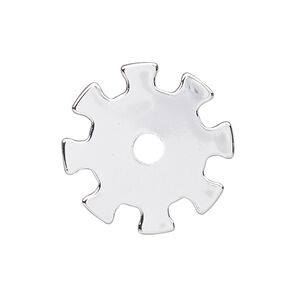 Component, silver-finished steel, 25mm gear with 4mm center hole. Sold per pkg of 6.