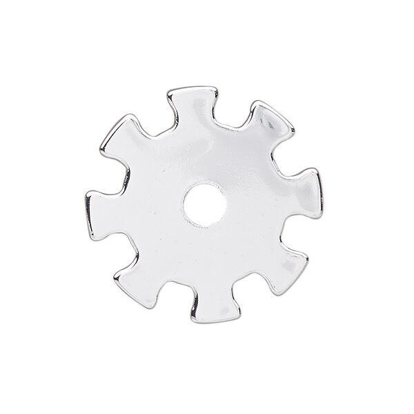 Component, silver-finished steel, 25mm gear with 4mm center hole. Sold per pkg of 6. image number 0