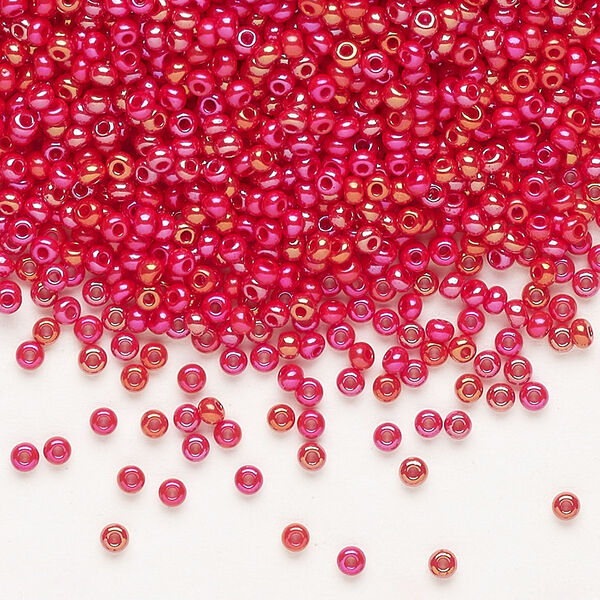Seed bead, Preciosa Ornela Czech glass, pkg/50g, #11 rocaille, opaque rainbow red, (94190). image number 0