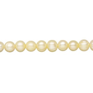 Freshwater pearl 1pkg1, semi-round, 15 inch jonquil 5-6mm cultured