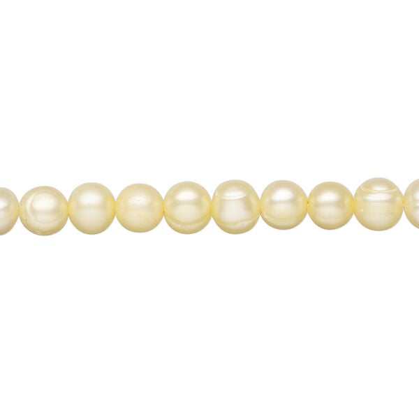 Freshwater pearl 1pkg1, semi-round, 15 inch jonquil 5-6mm cultured image number 0