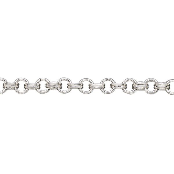 Chain, silver-plated brass, 4mm double round cable. Sold per pkg of 5 feet. image number 0